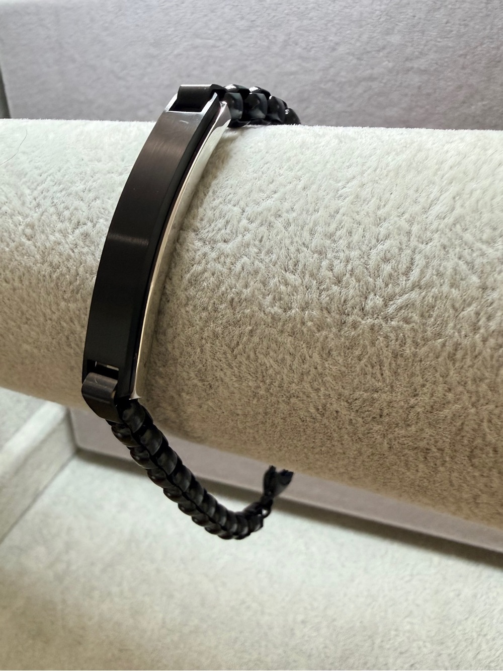 Men’s black Stainless Steel ID Bracelet | Cuban Link Chain, Engravable Style